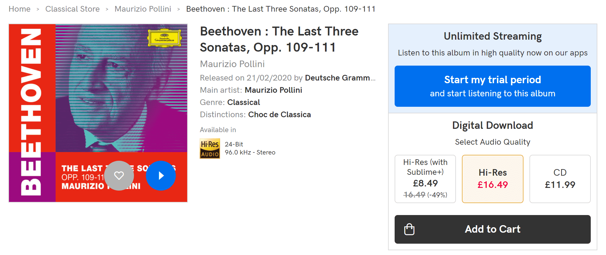 【qobuz】 Beethoven : The Last Three Sonatas, Opp. 109-111