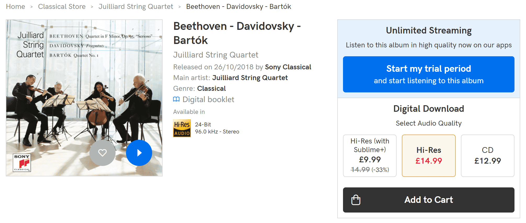 【Qobuz】Beethoven – Davidovsky – Bartók